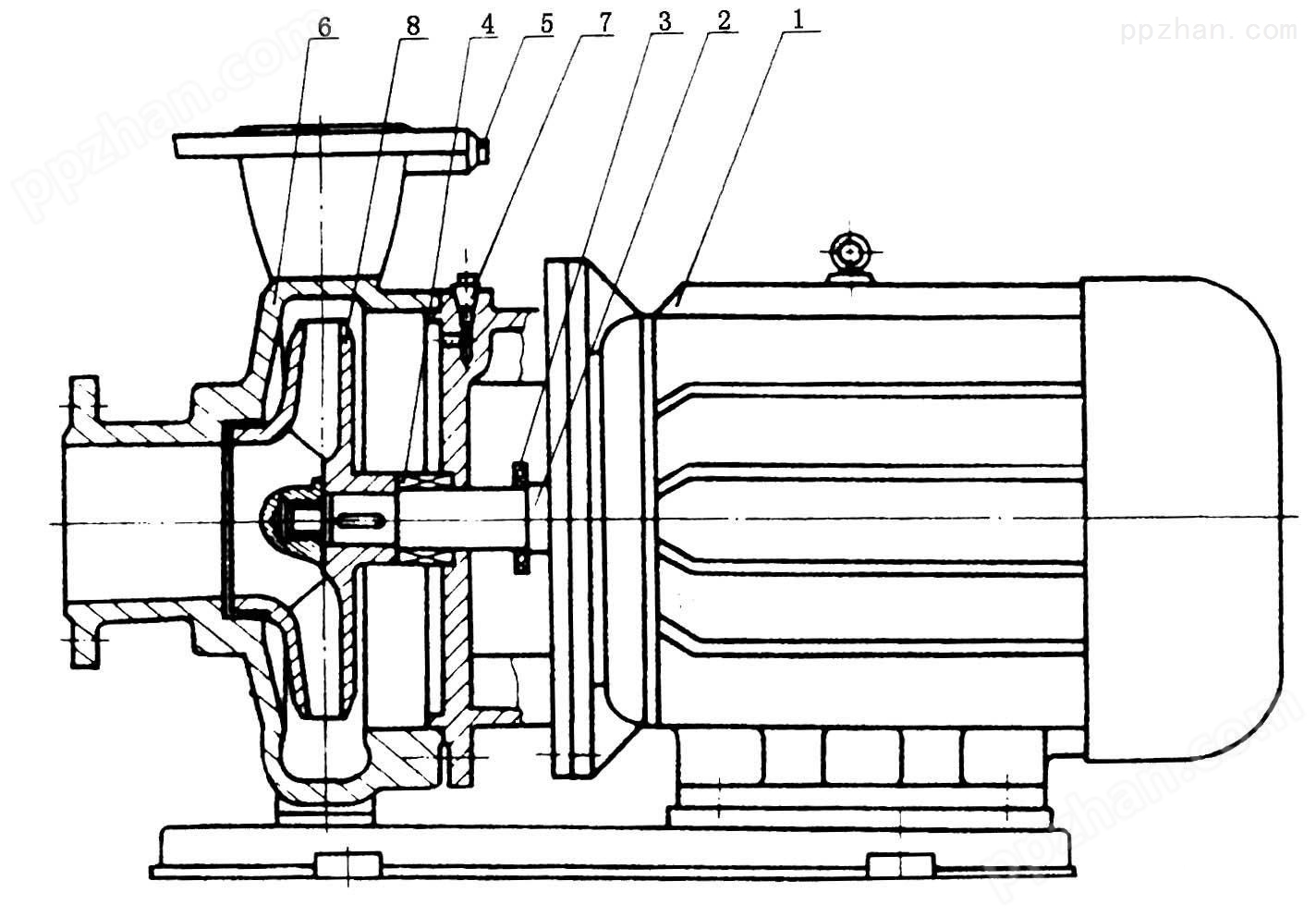 ISW系列卧式管道离心泵结构图