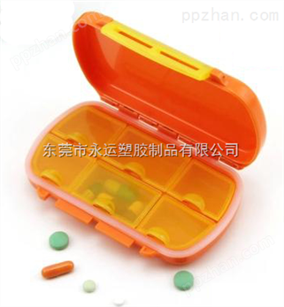 东莞厂家销售高品质6格密封药盒带防水密封圈防潮药盒
